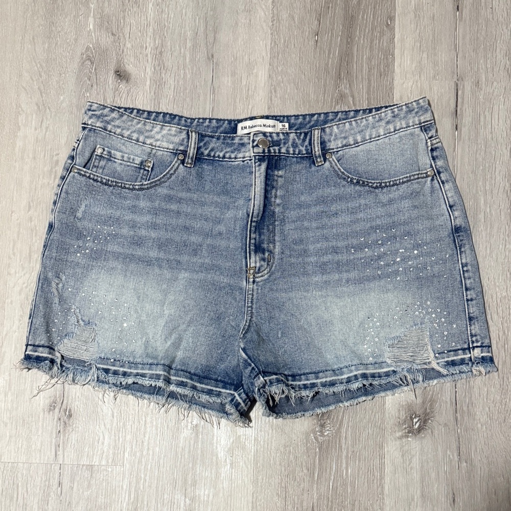 Rebecca Minkoff Blue‎ Distressed Jean Shorts
